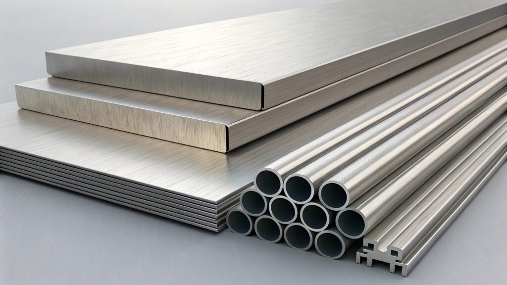 A graphic highlighting the top 3-4 most common uses of aluminum with clear icons and labels: Transportation (car/plane), Construction (building icon), Packaging (can icon), and Electrical (power line icon).